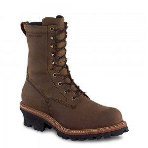 Red Wing LoggerMax 9-inch Insulated, Vedenpitävät Turva Varvas Logger Miesten Teräskärkiset Saappaat Mustat | 5413LOPIF