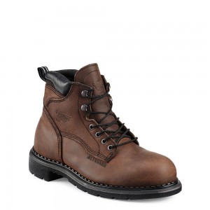 Red Wing SuperSole® 6-inch Vedenpitävät Turva Varvas Metguard Miesten Teräskärkiset Saappaat Ruskea | 9135QOLXK