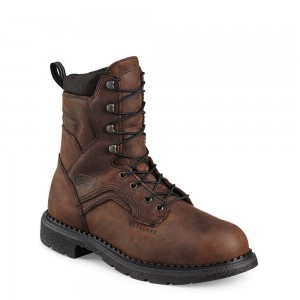 Red Wing SuperSole® 8-inch Vedenpitävät Turva Varvas Metguard Miesten Teräskärkiset Saappaat Ruskea | 4690CKPLU