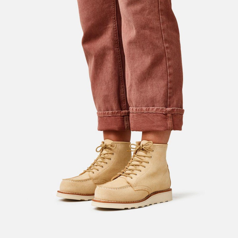 Red Wing 6-Inch Classic Moc Cream Abilene Leather Naisten Lyhyet Saappaat Khaki | 8460QXLHI