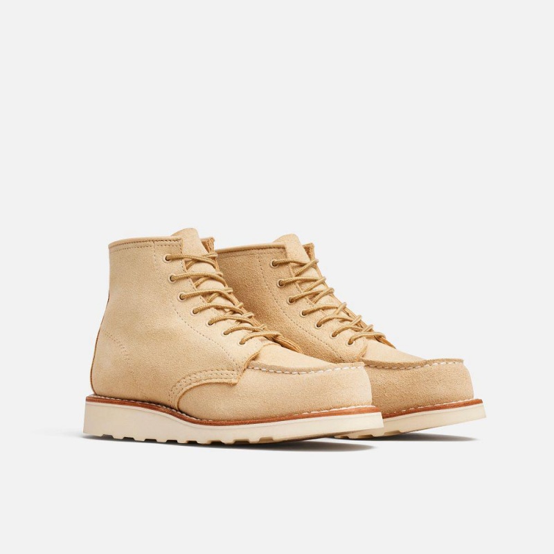 Red Wing 6-Inch Classic Moc Cream Abilene Leather Naisten Lyhyet Saappaat Khaki | 8460QXLHI