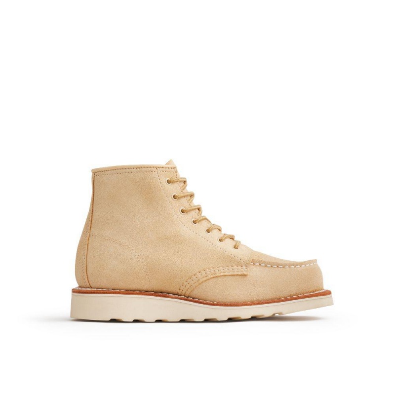 Red Wing 6-Inch Classic Moc Cream Abilene Leather Naisten Lyhyet Saappaat Khaki | 8460QXLHI