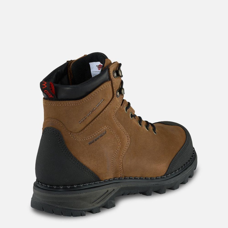 Red Wing Burnside 6-inch Vedenpitävät Turva Varvas Miesten Boot Ruskea | 1280KTQSA