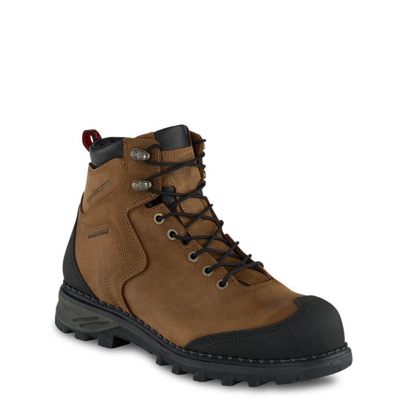 Red Wing Burnside 6-inch Vedenpitävät Turva Varvas Miesten Boot Ruskea | 1280KTQSA