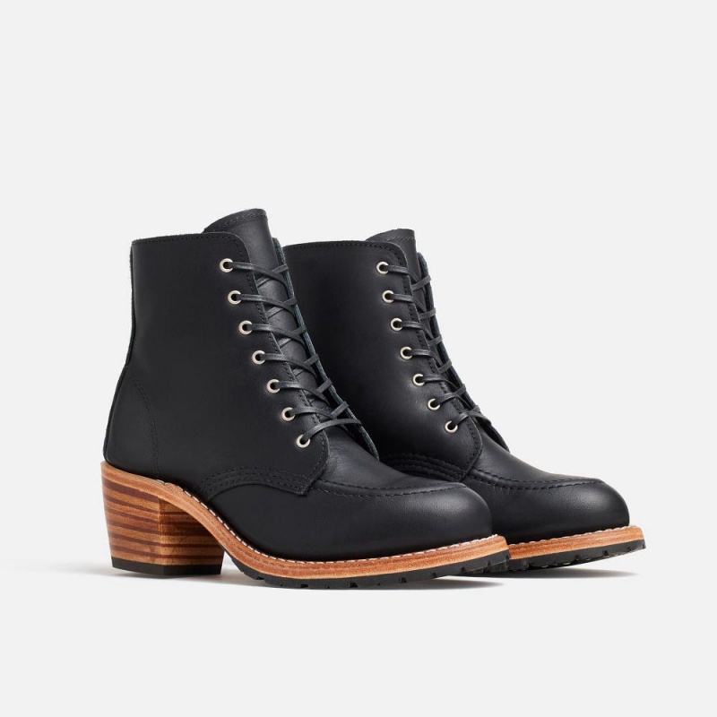 Red Wing Clara Korko in Boundary Leather Naisten Saappaat Mustat | 2193GCMPE