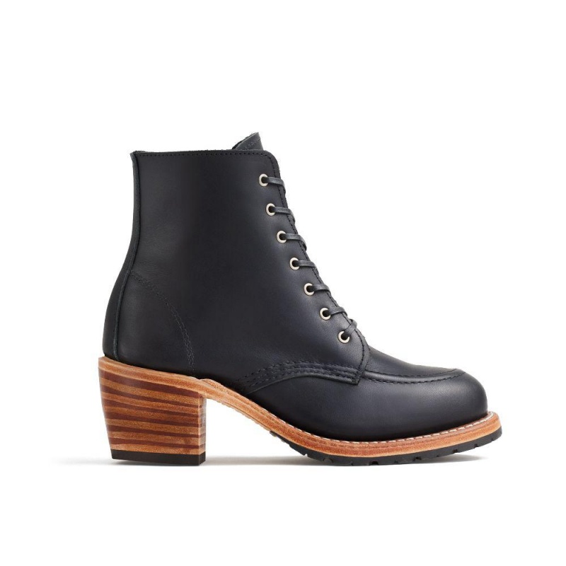 Red Wing Clara Korko in Boundary Leather Naisten Saappaat Mustat | 2193GCMPE