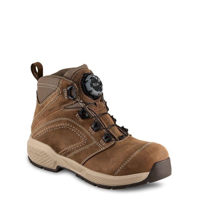 Red Wing Exos Lite 6-inch BOA® Vedenpitävät Turva Varvas Naisten Saappaat Ruskea | 6204DBZLR