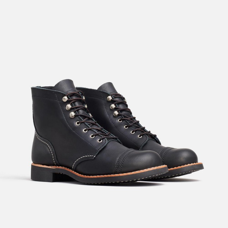 Red Wing Iron Ranger in Boundary Leather Naisten Lyhyet Saappaat Mustat | 3469ZXEBK