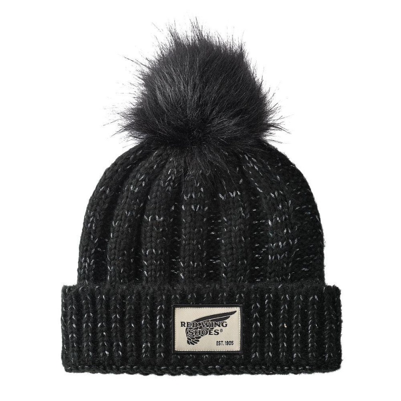 Red Wing Knit Pom Beanie Accessories Hatut Mustat | 4136BJCVR