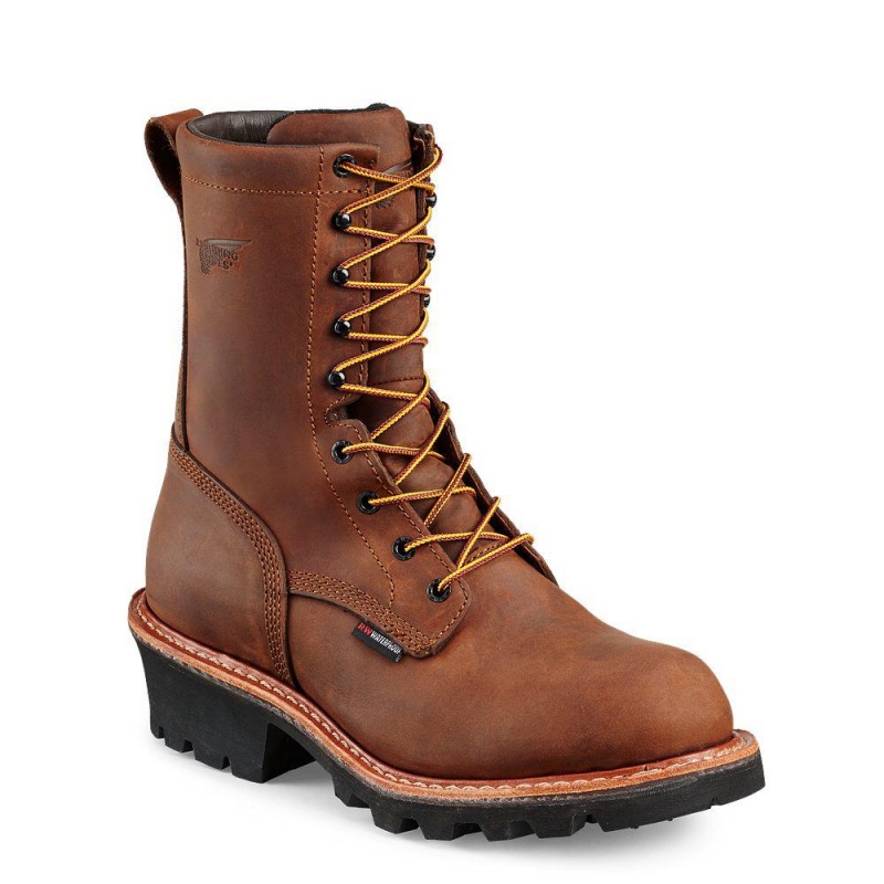 Red Wing LoggerMax 9-inch Vedenpitävät Soft Varvas Miesten Boot Ruskea | 8961PRIAF