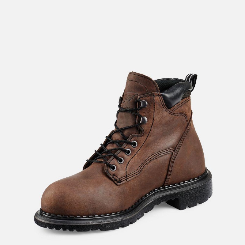 Red Wing SuperSole® 6-inch Vedenpitävät Turva Varvas Metguard Miesten Teräskärkiset Saappaat Ruskea | 9135QOLXK