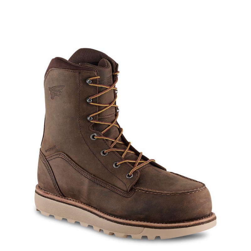 Red Wing Traction Tred Lite 8-inch Vedenpitävät Turva Varvas Miesten Boot Tan | 5980FZPSH